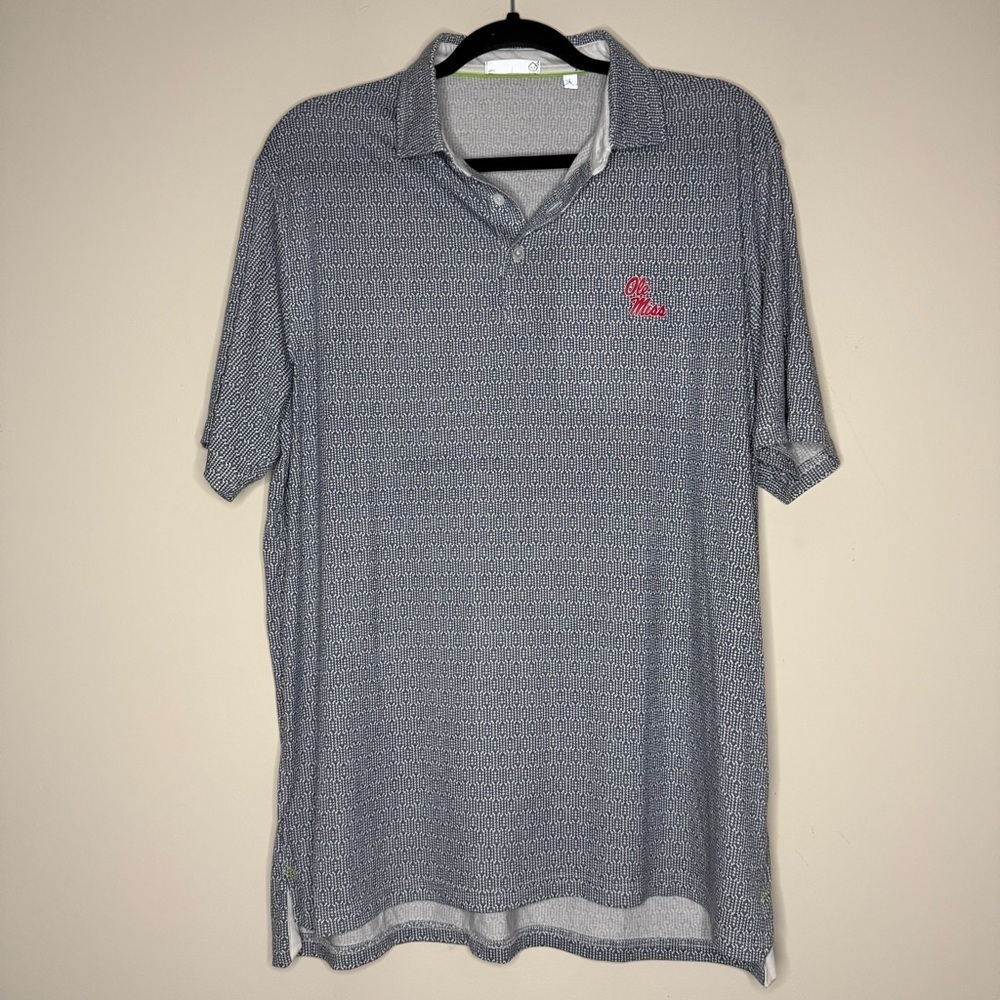 TASC Performance Ole Miss College Football Golf Grey Atheleisure Polo Shirt